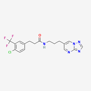 N-(3-([1,2,4]triazolo[1,5-a]pyrimidin-6-yl)propyl)-3-(4-chloro-3-(trifluoromethyl)phenyl)propanamide