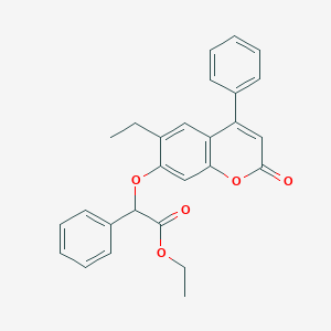 molecular formula C27H24O5 B2686209 Ethyl 2-(6-ethyl-2-oxo-4-phenylchromen-7-yl)oxy-2-phenylacetate CAS No. 380328-27-8
