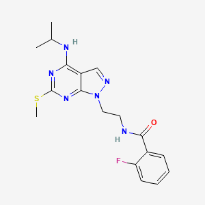2-fluoro-N-(2-(4-(isopropylamino)-6-(methylthio)-1H-pyrazolo[3,4-d]pyrimidin-1-yl)ethyl)benzamide