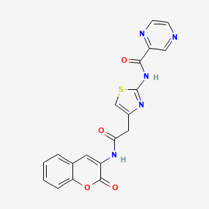N-(4-(2-oxo-2-((2-oxo-2H-chromen-3-yl)amino)ethyl)thiazol-2-yl)pyrazine-2-carboxamide