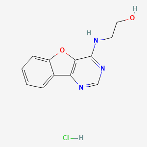 molecular formula C12H12ClN3O2 B2686223 2-(Benzofuro[3,2-d]pyrimidin-4-ylamino)ethanol hydrochloride CAS No. 1189646-36-3