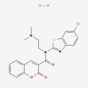 molecular formula C21H19Cl2N3O3S B2686235 N-(6-chloro-1,3-benzothiazol-2-yl)-N-[2-(dimethylamino)ethyl]-2-oxo-2H-chromene-3-carboxamide hydrochloride CAS No. 1216816-17-9