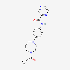 molecular formula C20H23N5O2 B2686239 N-[4-(4-cyclopropanecarbonyl-1,4-diazepan-1-yl)phenyl]pyrazine-2-carboxamide CAS No. 1207051-11-3