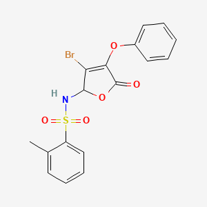molecular formula C17H14BrNO5S B2686254 N-(3-bromo-5-oxo-4-phenoxy-2H-furan-2-yl)-2-methylbenzenesulfonamide CAS No. 126956-35-2