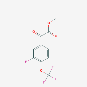molecular formula C11H8F4O4 B2686255 (3-Fluoro-4-trifluoromethoxy-phenyl)-oxo-acetic acid ethyl ester CAS No. 1417501-15-5