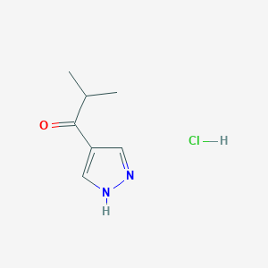 molecular formula C7H11ClN2O B2686263 2-Methyl-1-(1H-pyrazol-4-yl)propan-1-one;hydrochloride CAS No. 2567502-70-7