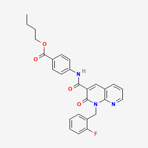 molecular formula C27H24FN3O4 B2686275 butyl 4-{1-[(2-fluorophenyl)methyl]-2-oxo-1,2-dihydro-1,8-naphthyridine-3-amido}benzoate CAS No. 1005306-95-5