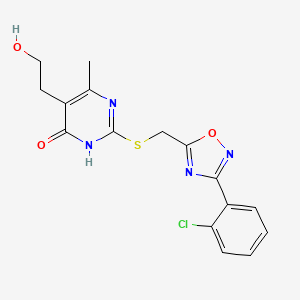 2-({[3-(2-Chlorophenyl)-1,2,4-oxadiazol-5-yl]methyl}sulfanyl)-5-(2-hydroxyethyl)-6-methyl-4-pyrimidinol