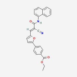 molecular formula C27H20N2O4 B2686281 ethyl 4-(5-{2-cyano-2-[(naphthalen-1-yl)carbamoyl]eth-1-en-1-yl}furan-2-yl)benzoate CAS No. 341928-53-8