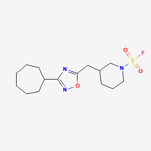 3-[(3-Cycloheptyl-1,2,4-oxadiazol-5-yl)methyl]piperidine-1-sulfonyl fluoride