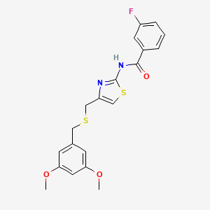N-(4-(((3,5-dimethoxybenzyl)thio)methyl)thiazol-2-yl)-3-fluorobenzamide