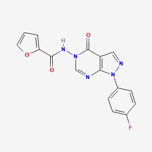 molecular formula C16H10FN5O3 B2686293 N-(1-(4-氟苯基)-4-氧代-1H-吡唑并[3,4-d]嘧啶-5(4H)-基)呋喃-2-甲酰胺 CAS No. 941930-04-7