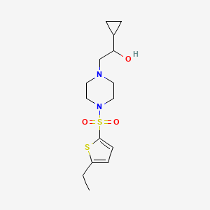 molecular formula C15H24N2O3S2 B2686297 1-Cyclopropyl-2-(4-((5-ethylthiophen-2-yl)sulfonyl)piperazin-1-yl)ethanol CAS No. 1396870-14-6