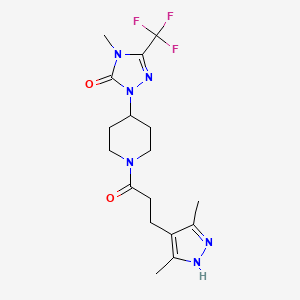 molecular formula C17H23F3N6O2 B2686300 1-(1-(3-(3,5-dimethyl-1H-pyrazol-4-yl)propanoyl)piperidin-4-yl)-4-methyl-3-(trifluoromethyl)-1H-1,2,4-triazol-5(4H)-one CAS No. 2034202-06-5