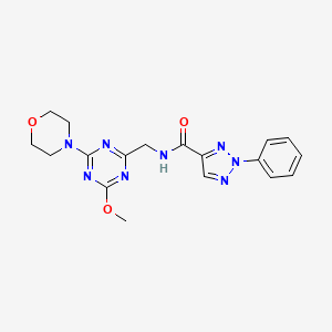 molecular formula C18H20N8O3 B2686304 N-((4-甲氧基-6-吗啉-1,3,5-三嗪-2-基)甲基)-2-苯基-2H-1,2,3-三唑-4-甲酰胺 CAS No. 2034425-76-6
