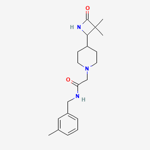 2-[4-(3,3-dimethyl-4-oxoazetidin-2-yl)piperidin-1-yl]-N-[(3-methylphenyl)methyl]acetamide