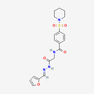 molecular formula C19H22N4O5S B2686310 (E)-N-(2-(2-(furan-2-ylmethylene)hydrazinyl)-2-oxoethyl)-4-(piperidin-1-ylsulfonyl)benzamide CAS No. 391885-43-1