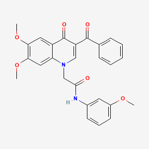 molecular formula C27H24N2O6 B2686314 2-(3-benzoyl-6,7-dimethoxy-4-oxo-1,4-dihydroquinolin-1-yl)-N-(3-methoxyphenyl)acetamide CAS No. 866590-30-9