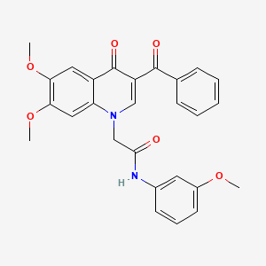 molecular formula C27H24N2O6 B2686314 2-(3-benzoyl-6,7-dimethoxy-4-oxoquinolin-1(4H)-yl)-N-(3-methoxyphenyl)acetamide CAS No. 866590-30-9