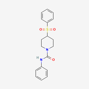 molecular formula C18H20N2O3S B2686322 N-phenyl-4-(phenylsulfonyl)piperidine-1-carboxamide CAS No. 1448060-86-3
