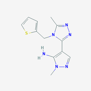 molecular formula C12H14N6S B2686325 1-甲基-4-[5-甲基-4-(2-噻吩甲基)-4H-1,2,4-三唑-3-基]-1H-吡唑-5-胺 CAS No. 955966-47-9