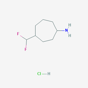 molecular formula C8H16ClF2N B2686330 4-(Difluoromethyl)cycloheptan-1-amine;hydrochloride CAS No. 2247106-56-3