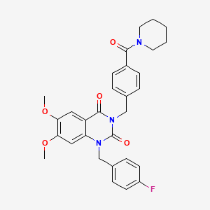 1-(4-fluorobenzyl)-6,7-dimethoxy-3-(4-(piperidine-1-carbonyl)benzyl)quinazoline-2,4(1H,3H)-dione