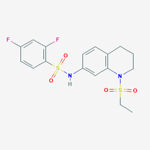 molecular formula C17H18F2N2O4S2 B2686333 N-[1-(ethanesulfonyl)-1,2,3,4-tetrahydroquinolin-7-yl]-2,4-difluorobenzene-1-sulfonamide CAS No. 946327-40-8