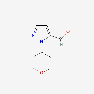 molecular formula C9H12N2O2 B2686335 1-(oxan-4-yl)-1H-pyrazole-5-carbaldehyde CAS No. 1779825-53-4