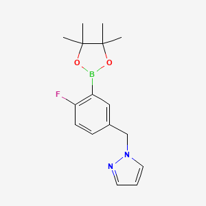 1-{[4-fluoro-3-(tetramethyl-1,3,2-dioxaborolan-2-yl)phenyl]methyl}-1H-pyrazole