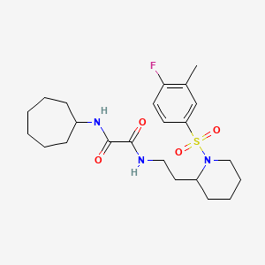 N1-cycloheptyl-N2-(2-(1-((4-fluoro-3-methylphenyl)sulfonyl)piperidin-2-yl)ethyl)oxalamide
