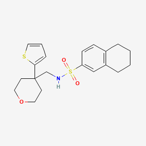molecular formula C20H25NO3S2 B2686367 N-{[4-(thiophen-2-yl)oxan-4-yl]methyl}-5,6,7,8-tetrahydronaphthalene-2-sulfonamide CAS No. 1203208-74-5
