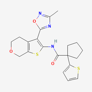 molecular formula C20H21N3O3S2 B2686372 N-(3-(3-methyl-1,2,4-oxadiazol-5-yl)-5,7-dihydro-4H-thieno[2,3-c]pyran-2-yl)-1-(thiophen-2-yl)cyclopentanecarboxamide CAS No. 2034401-83-5