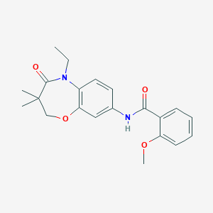 molecular formula C21H24N2O4 B2686375 N-(5-ethyl-3,3-dimethyl-4-oxo-2,3,4,5-tetrahydro-1,5-benzoxazepin-8-yl)-2-methoxybenzamide CAS No. 921868-62-4