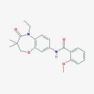 molecular formula C21H24N2O4 B2686375 N-(5-乙基-3,3-二甲基-4-氧代-2,3,4,5-四氢苯并[b][1,4]噁氮杂环-8-基)-2-甲氧基苯甲酰胺 CAS No. 921868-62-4