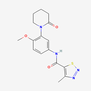 molecular formula C16H18N4O3S B2686377 N-(4-methoxy-3-(2-oxopiperidin-1-yl)phenyl)-4-methyl-1,2,3-thiadiazole-5-carboxamide CAS No. 1207022-51-2