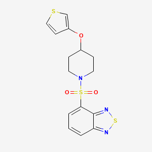 molecular formula C15H15N3O3S3 B2686380 4-((4-(Thiophen-3-yloxy)piperidin-1-yl)sulfonyl)benzo[c][1,2,5]thiadiazole CAS No. 2034467-51-9