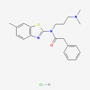 molecular formula C21H26ClN3OS B2686385 N-(3-(dimethylamino)propyl)-N-(6-methylbenzo[d]thiazol-2-yl)-2-phenylacetamide hydrochloride CAS No. 1215543-96-6