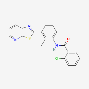 molecular formula C20H14ClN3OS B2686386 2-chloro-N-(2-methyl-3-(thiazolo[5,4-b]pyridin-2-yl)phenyl)benzamide CAS No. 863593-80-0