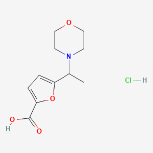 molecular formula C11H16ClNO4 B2686387 5-(1-Morpholin-4-YL-ethyl)-furan-2-carboxylic acid hydrochloride CAS No. 1158347-29-5
