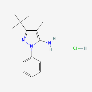 molecular formula C14H20ClN3 B2686389 3-叔丁基-4-甲基-1-苯基-1H-吡唑-5-胺盐酸盐 CAS No. 1303889-63-5