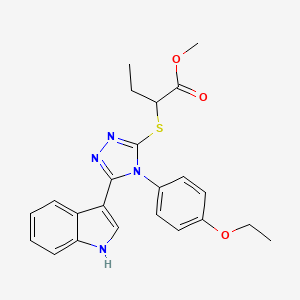 molecular formula C23H24N4O3S B2686394 methyl 2-{[4-(4-ethoxyphenyl)-5-(1H-indol-3-yl)-4H-1,2,4-triazol-3-yl]sulfanyl}butanoate CAS No. 946236-00-6