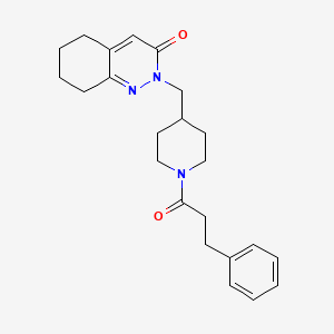 molecular formula C23H29N3O2 B2686395 2-[[1-(3-Phenylpropanoyl)piperidin-4-yl]methyl]-5,6,7,8-tetrahydrocinnolin-3-one CAS No. 2309539-45-3