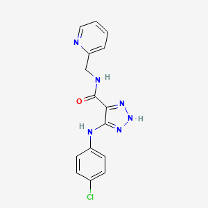 molecular formula C15H13ClN6O B2686396 5-((4-chlorophenyl)amino)-N-(pyridin-2-ylmethyl)-1H-1,2,3-triazole-4-carboxamide CAS No. 1291836-60-6