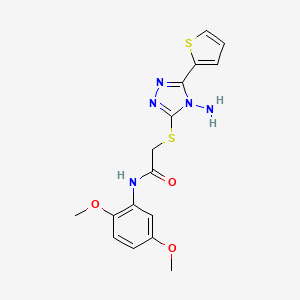 molecular formula C16H17N5O3S2 B2686398 2-{[4-amino-5-(thiophen-2-yl)-4H-1,2,4-triazol-3-yl]sulfanyl}-N-(2,5-dimethoxyphenyl)acetamide CAS No. 886928-34-3