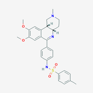molecular formula C28H31N3O4S B026864 Benzenesulfonamide, N-[4-[(4aR,10bS)-1,2,3,4,4a,10b-hexahydro-8,9-dimethoxy-2-methylbenzo[c][1,6]naphthyridin-6-yl]phenyl]-4-methyl-, rel-(-)- CAS No. 139308-65-9