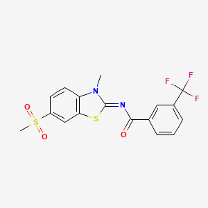 molecular formula C17H13F3N2O3S2 B2686405 (Z)-N-(3-甲基-6-(甲磺基)苯并[d]噻唑-2(3H)-基亚亚乙烯)-3-(三氟甲基)苯甲酰胺 CAS No. 683237-92-5