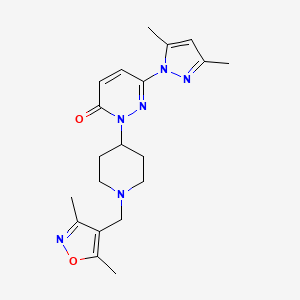 molecular formula C20H26N6O2 B2686407 2-[1-[(3,5-Dimethyl-1,2-oxazol-4-yl)methyl]piperidin-4-yl]-6-(3,5-dimethylpyrazol-1-yl)pyridazin-3-one CAS No. 2380010-79-5