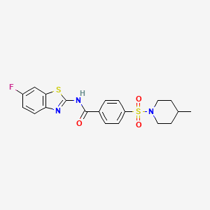 molecular formula C20H20FN3O3S2 B2686408 N-(6-fluorobenzo[d]thiazol-2-yl)-4-((4-methylpiperidin-1-yl)sulfonyl)benzamide CAS No. 683261-17-8
