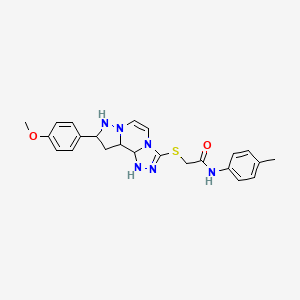 molecular formula C23H20N6O2S B2686410 2-{[11-(4-methoxyphenyl)-3,4,6,9,10-pentaazatricyclo[7.3.0.0^{2,6}]dodeca-1(12),2,4,7,10-pentaen-5-yl]sulfanyl}-N-(4-methylphenyl)acetamide CAS No. 1207025-16-8
